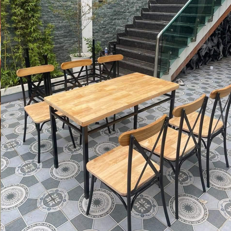 Bàn mặt gỗ chân sắt Bàn mặt gỗ chân sắt